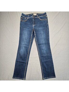 Chicos Womens 0.5 Short Jeans Blue So Slimming Straight Leg Stretch Denim